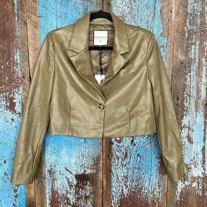 Bagatelle Faux Leather Cropped Jacket Size Medium